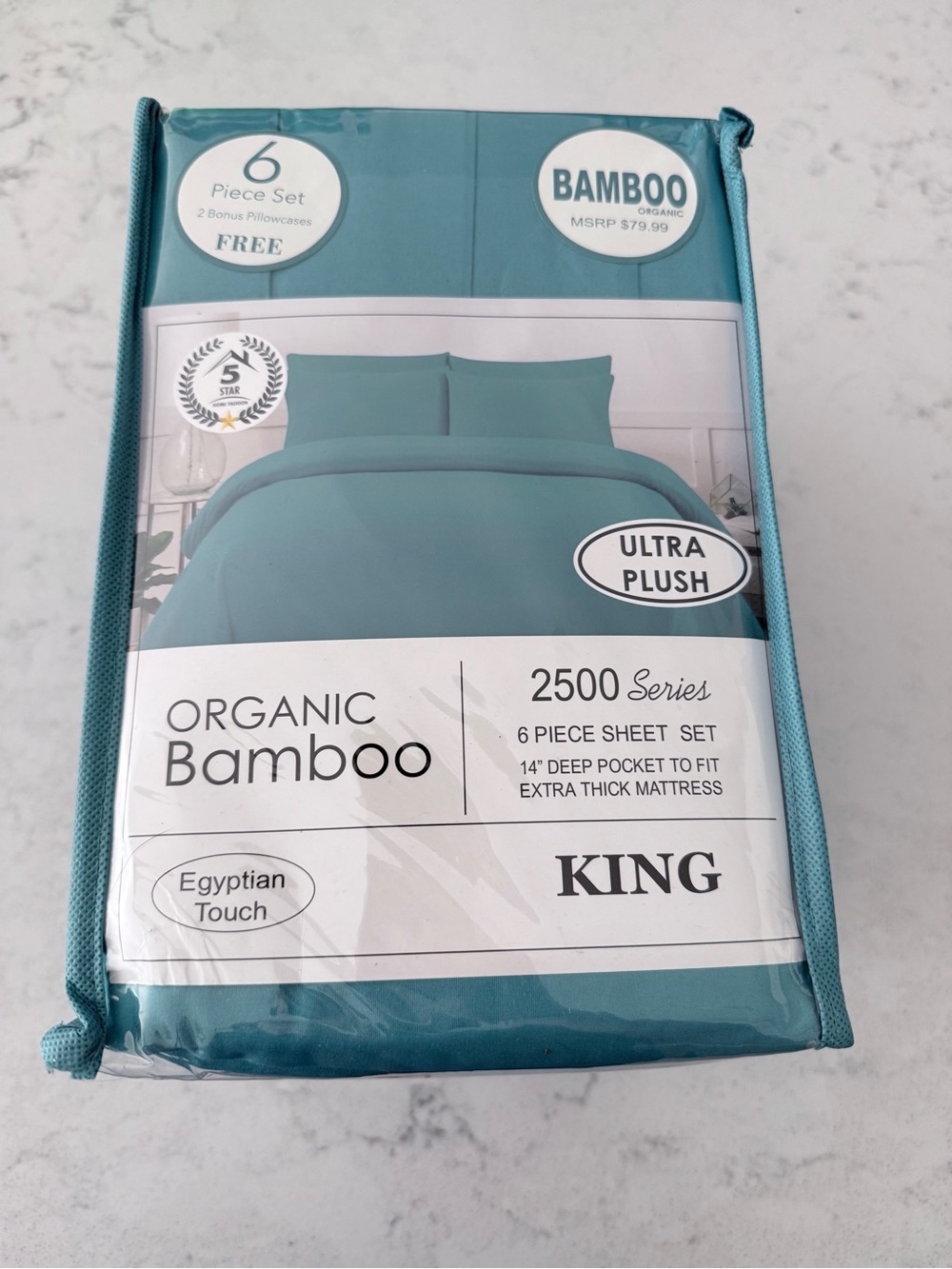 NIP-Organic Bamboo 6-Piece King Sheet Set - Teal
